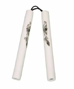 Playwell NR-014: Foam Nunchaku With Cord All White Dragon Nunchucks