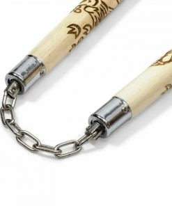 Playwell Deluxe Carved Dragon Nunchucks B.B - White Oak 7 Playwell Deluxe Carved Dragon Nunchucks B.B - White Oak