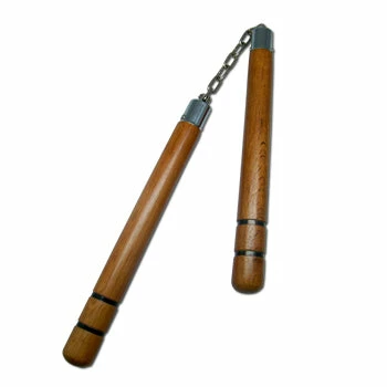 Playwell Deluxe Wooden Red Oak W/ 2 Stripes Nunchucks B.B 1 Playwell Deluxe Wooden Red Oak W/ 2 Stripes Nunchucks B.B