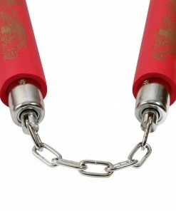 Playwell NR-019: 8 In Foam With Ball Bearing Chain: All Red Nunchucks