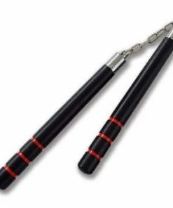 Playwell Deluxe Wooden Black Oak 3 Stripes Nunchucks B.B