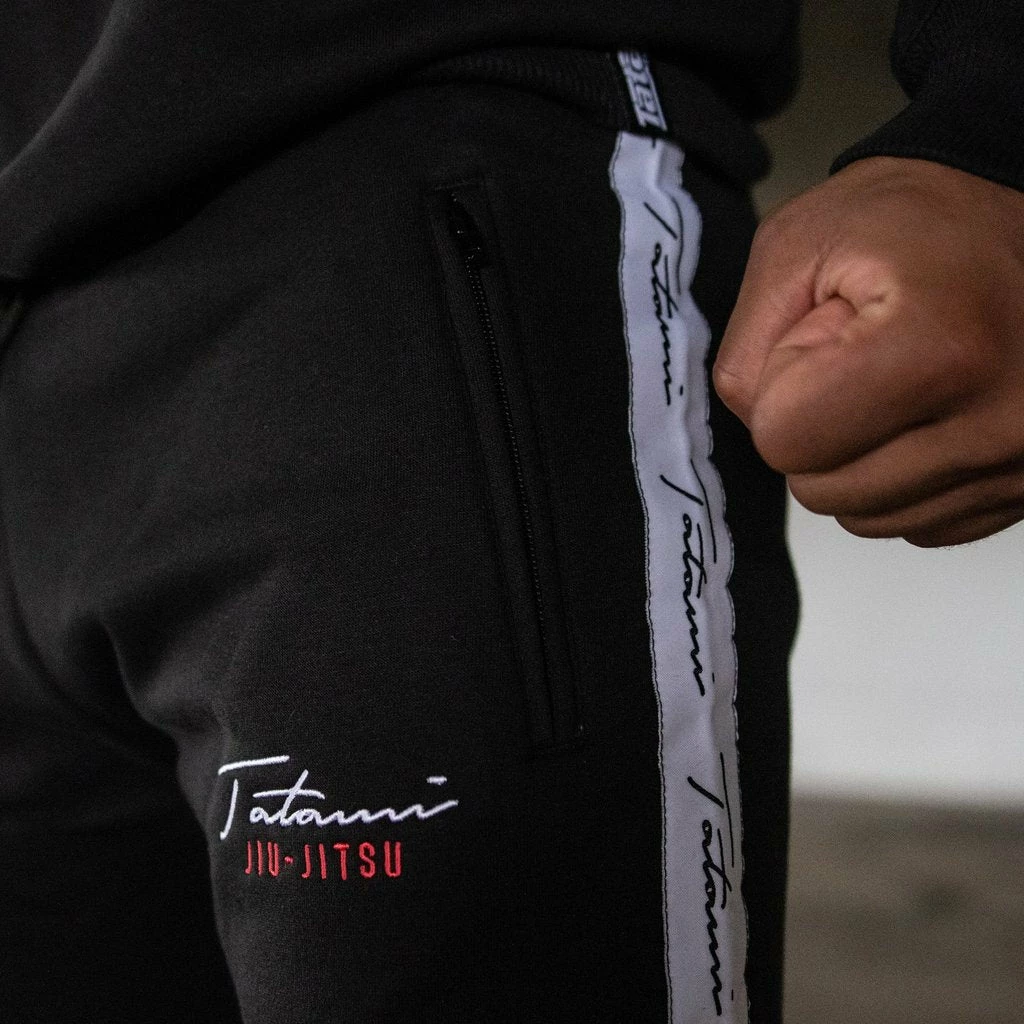 Playwell Tatami Autograph Black Cotton Tracksuit Bottoms 2 Playwell Tatami Autograph Black Cotton Tracksuit Bottoms