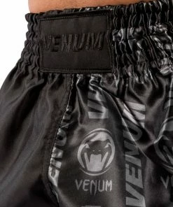 Playwell Venum Logos Muay Thai Fight Shorts - Black