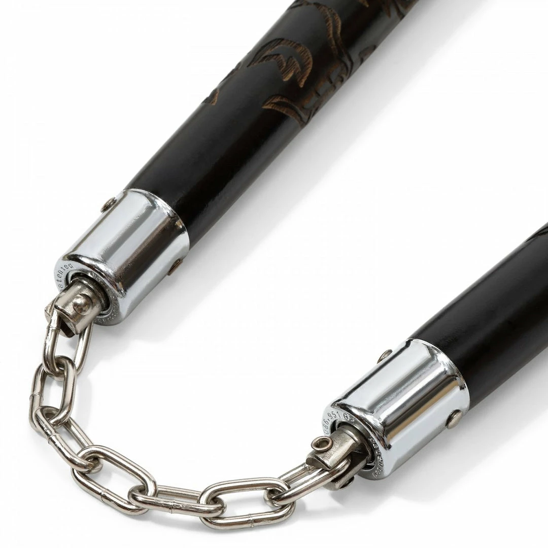 Playwell Deluxe Carved Dragon Nunchucks B.B - Black Oak 3 Playwell Deluxe Carved Dragon Nunchucks B.B - Black Oak