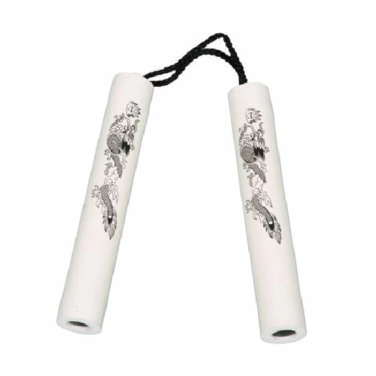 Playwell Nunchucks NR-0019: 8 Inches White Nunchaku Foam With Cord 1 Playwell Nunchucks NR-0019: 8 Inches White Nunchaku Foam With Cord