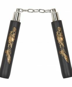 Playwell NR-018: 8 In Foam With Ball Bearing Chain: All Black Nunchucks