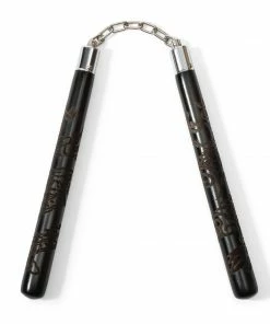 Playwell Deluxe Carved Dragon Nunchucks B.B - Black Oak