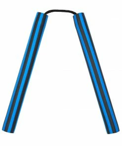 Playwell NR-003: Foam Nunchaku With Cord Blue/ Black Stripes Nunchucks