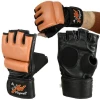 Playwell Mixed Martial Arts And Grappling Gloves MMA Genuine Brown Leather Fight Gloves
