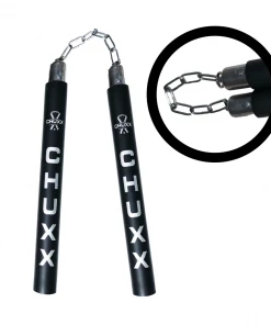 CHUXX Nunchucks CHUXX Martial Arts Premium Black/Silver Chain Practice Nunchaku With Case