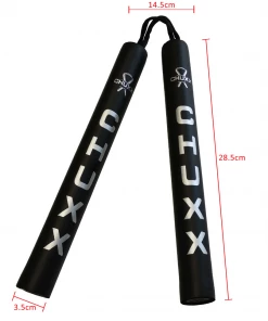 CHUXX Martial Arts Black/Silver Premium Rope Practice Nunchaku With Case