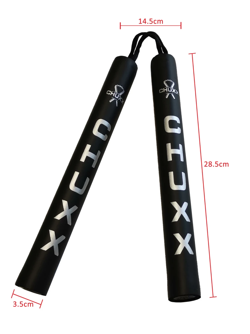 CHUXX Martial Arts Black/Silver Premium Rope Practice Nunchaku With Case 2 CHUXX Martial Arts Black/Silver Premium Rope Practice Nunchaku With Case