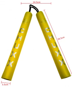 CHUXX Martial Arts Yellow Premium Rope Practice Nunchaku With Case