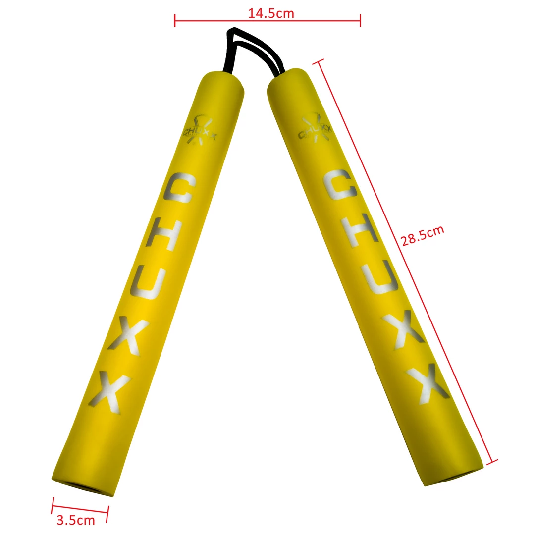 CHUXX Martial Arts Yellow Premium Rope Practice Nunchaku With Case 2 CHUXX Martial Arts Yellow Premium Rope Practice Nunchaku With Case