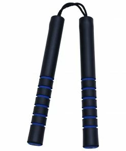 Playwell NR-028: Foam Nunchaku Cord With Grip : Blue Grips ( E128) Nunchucks