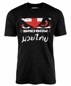 Playwell Bad Boy Uk Flag Muay Thai Fighter T Shirt - Black Bad Boy MMA Clothing