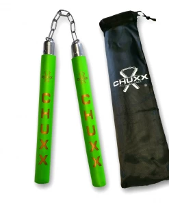 CHUXX Martial Arts Premium Green Chain Practice Nunchaku With Case CHUXX Nunchucks