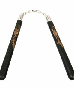 Playwell NR-080: Heavy Training Nunchaku Black Rubber Nunchucks