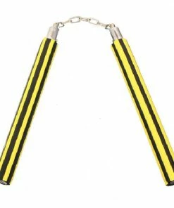 Playwell NR-016A: Foam Nunchaku W/ Chain Yellow/Black Stripes - PRE ORDER Nunchucks