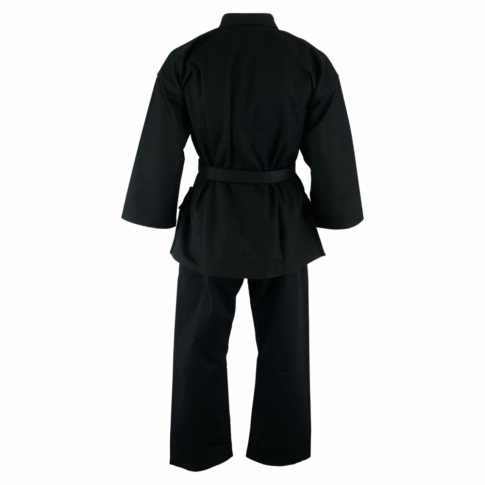 Playwell Adults Karate Deluxe Silver Brand Suit - Black 10oz 2 Playwell Adults Karate Deluxe Silver Brand Suit - Black 10oz
