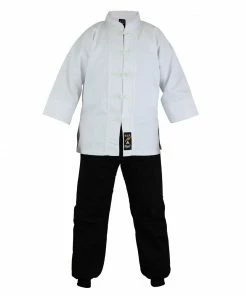 Playwell Kung Fu Uniform: Mix: White / Black Trousers