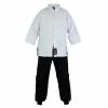 Playwell Kung Fu Uniform: Mix: White / Black Trousers - Childrens