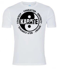 Playwell Martial Arts T-Shirts Karate Yin Yang T Shirt - White