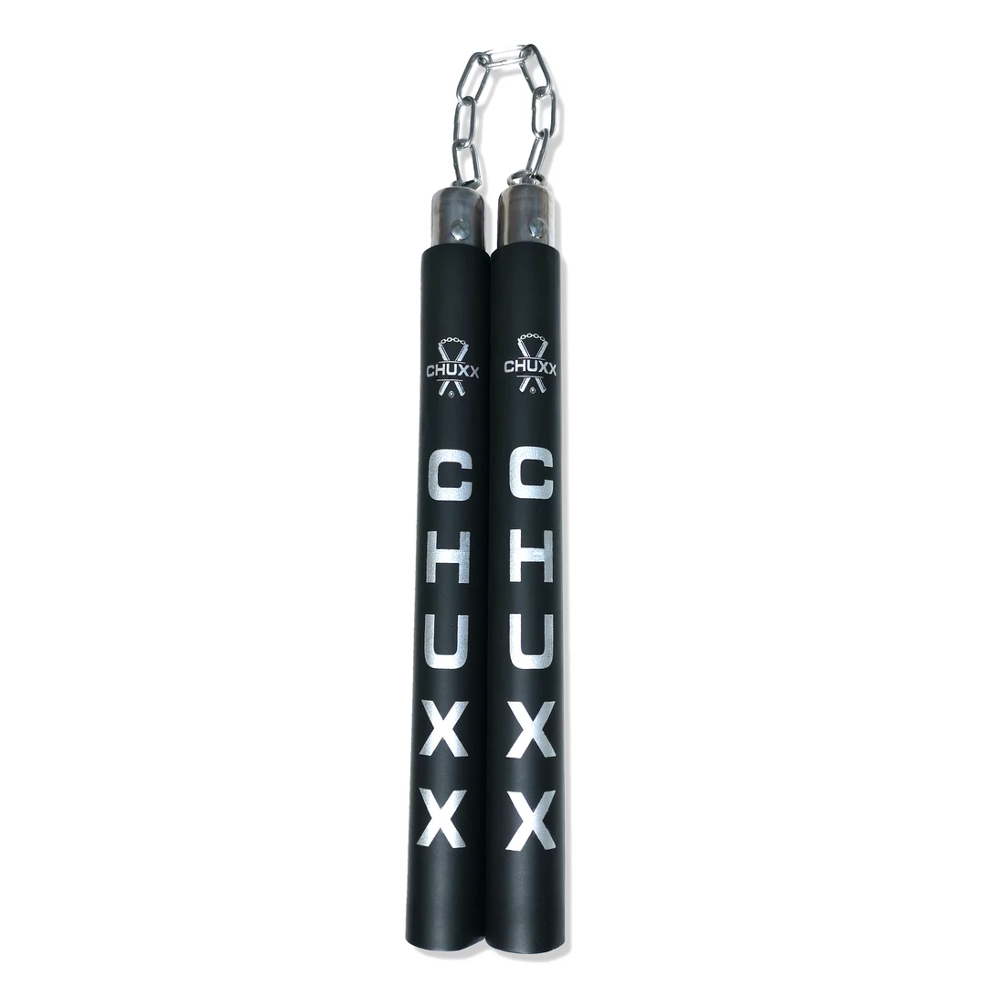 CHUXX Nunchucks CHUXX Martial Arts Premium Black/Silver Chain Practice Nunchaku With Case 4 CHUXX Nunchucks CHUXX Martial Arts Premium Black/Silver Chain Practice Nunchaku With Case