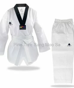Playwell WTF Approved Pine Tree Black V-Neck Tkd Suit
