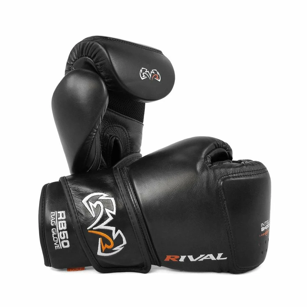 Playwell Rival Boxing RB50 Intelli-Shock Compact Bag Gloves - Black 1 Playwell Rival Boxing RB50 Intelli-Shock Compact Bag Gloves - Black