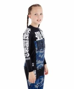 Playwell Tatami Fightwear Tatami Kids Essential Camo Long Sleeve Rash Guard - Blue 7 Playwell Tatami Fightwear Tatami Kids Essential Camo Long Sleeve Rash Guard - Blue