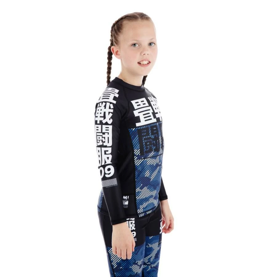 Playwell Tatami Fightwear Tatami Kids Essential Camo Long Sleeve Rash Guard - Blue 4 Playwell Tatami Fightwear Tatami Kids Essential Camo Long Sleeve Rash Guard - Blue