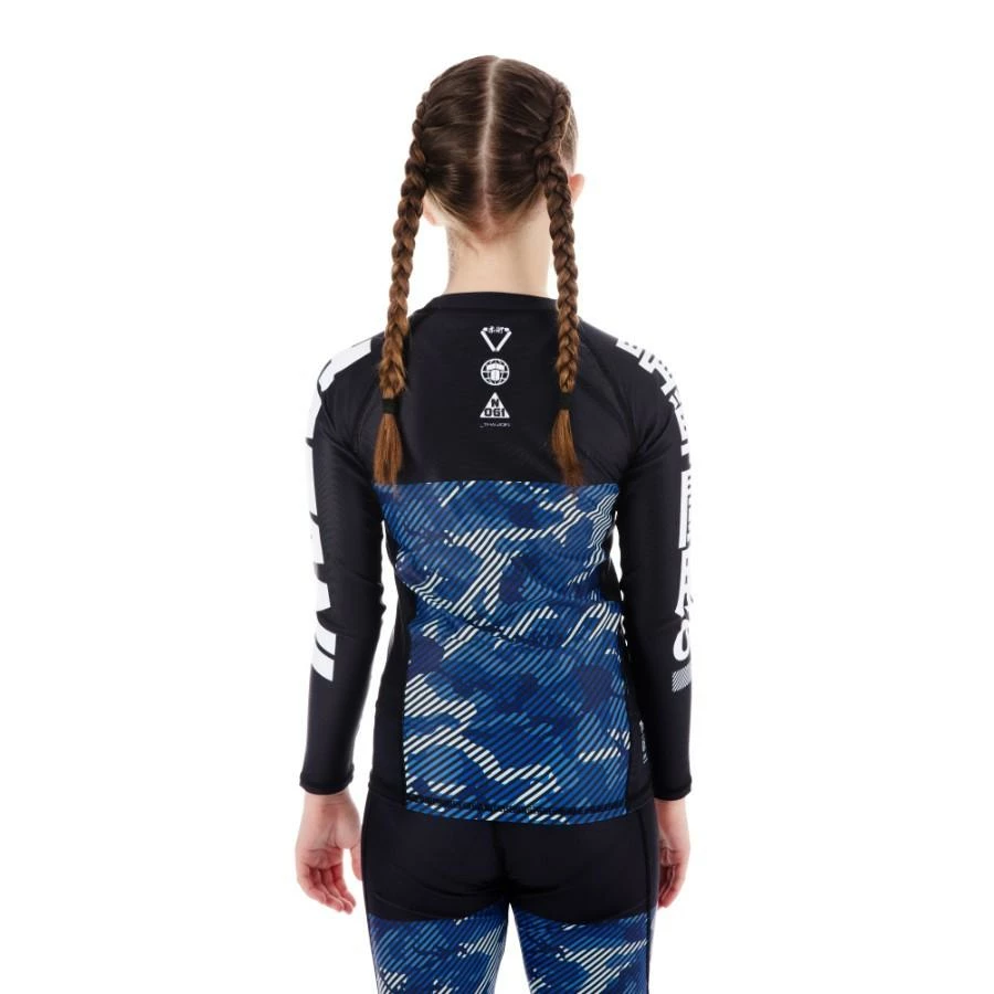 Playwell Tatami Fightwear Tatami Kids Essential Camo Long Sleeve Rash Guard - Blue 3 Playwell Tatami Fightwear Tatami Kids Essential Camo Long Sleeve Rash Guard - Blue