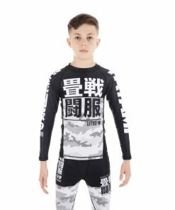 Playwell Tatami Fightwear Tatami Kids Essential Camo Long Sleeve Rash Guard - White