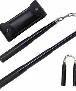 Playwell Mini Telescopic Nunchuck Chuck 11 Inch Steel - Black Nunchucks