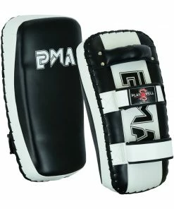 Playwell Deluxe Leather Curved Thai Arm Black/White SINGLE Thai Kick Pads