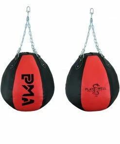 Playwell Elite Hanging Wrecking Ball Punch Bag - Black/Red - 35 Kilos - Punching Bags