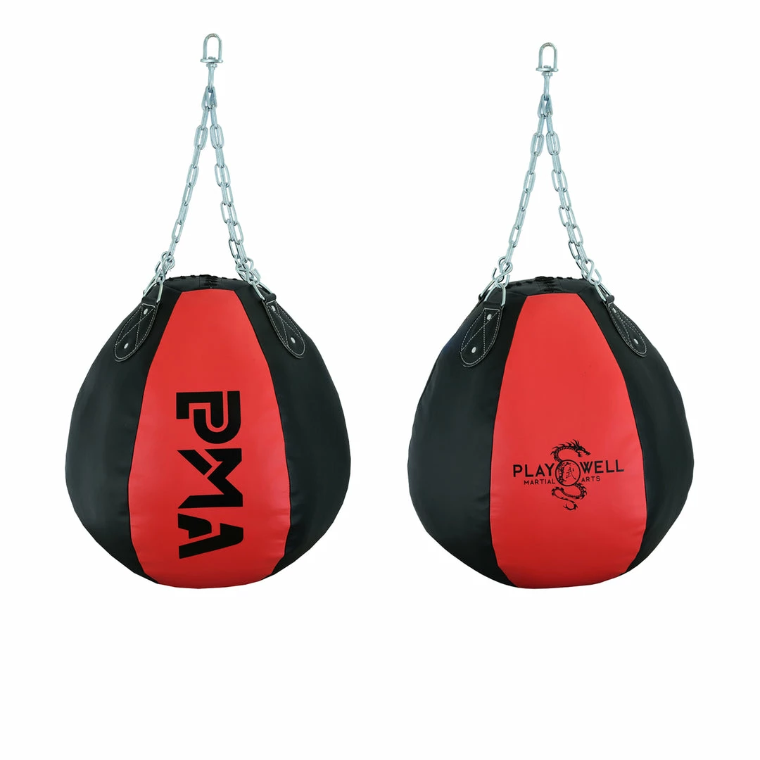 Playwell Elite Hanging Wrecking Ball Punch Bag - Black/Red - 35 Kilos - Punching Bags 1 Playwell Elite Hanging Wrecking Ball Punch Bag - Black/Red - 35 Kilos - Punching Bags