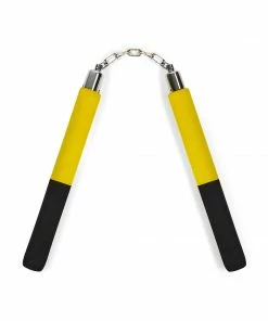 Playwell NR-031P: Foam Nunchaku With Metal B/Bearing. Yellow / Black Nunchucks