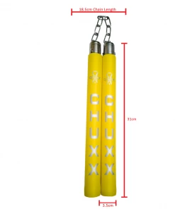 CHUXX Martial Arts Premium Yellow Chain Practice Nunchaku With Case