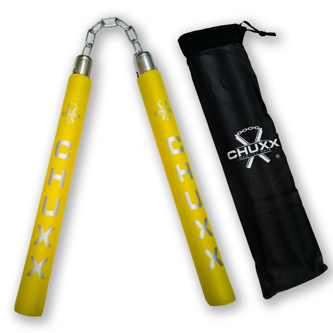 CHUXX Martial Arts Premium Yellow Chain Practice Nunchaku With Case 1 CHUXX Martial Arts Premium Yellow Chain Practice Nunchaku With Case