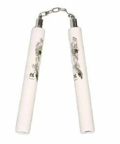 Playwell NR-015C: Foam Nunchaku All White Dragon B.B Nunchucks