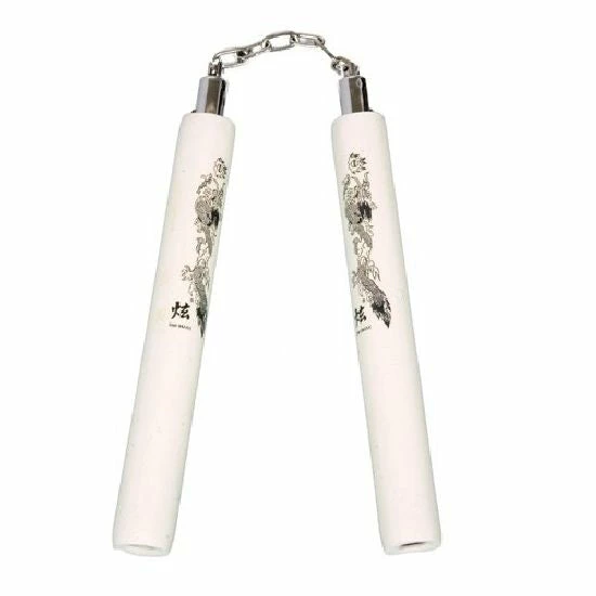 Playwell NR-015C: Foam Nunchaku All White Dragon B.B Nunchucks 1 Playwell NR-015C: Foam Nunchaku All White Dragon B.B Nunchucks