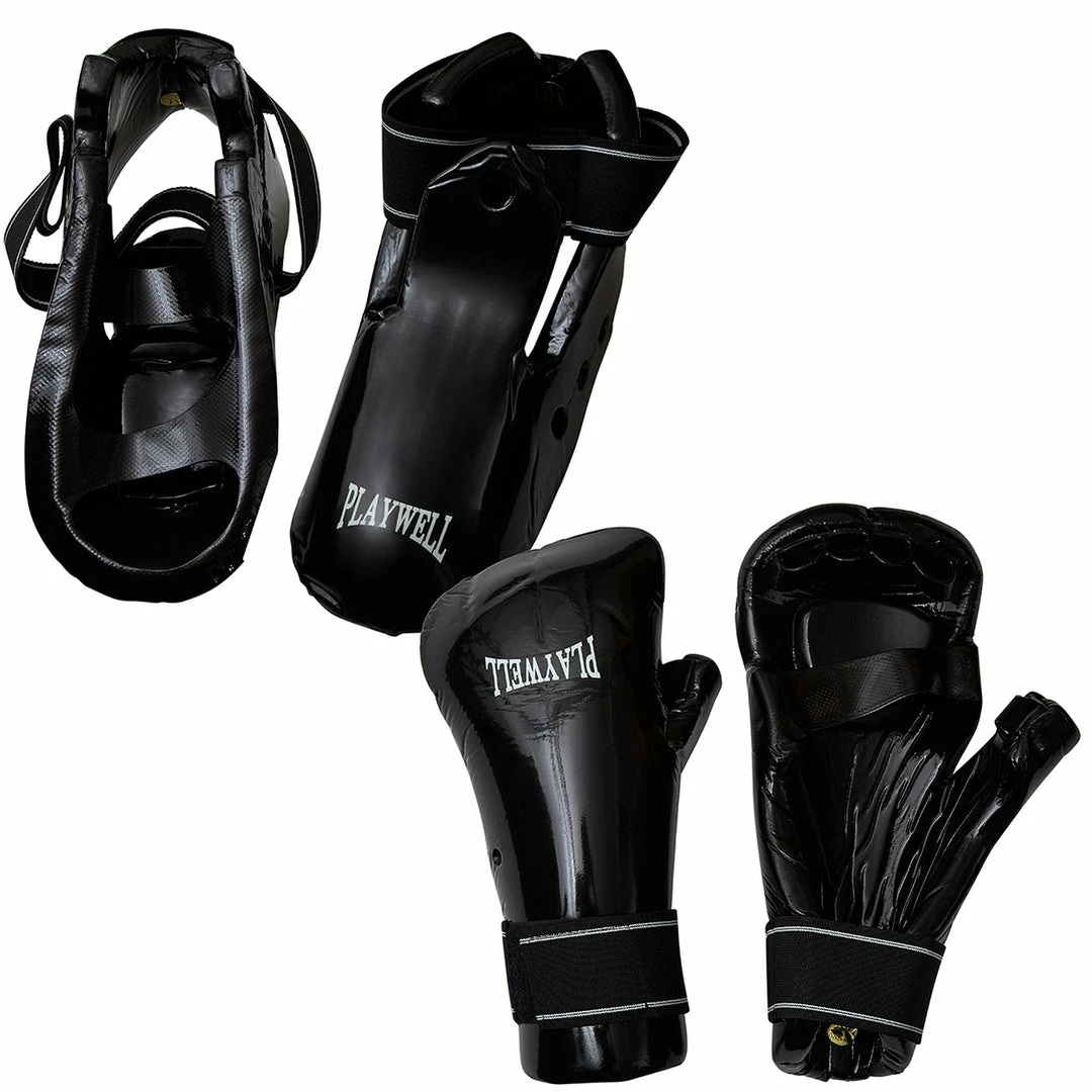 Playwell Dipped Foam Black Sparring Set ( Gloves & Boots ) - MEDIUM 1 Playwell Dipped Foam Black Sparring Set ( Gloves & Boots ) - MEDIUM