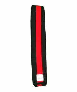 Playwell Instructors Black Deluxe 2" Cotton Belt W/ Red Stripe