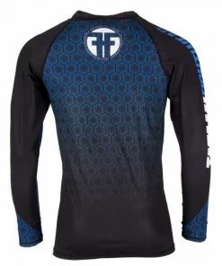 Playwell Jiu Jitsu Gi Uniforms And Equipment Tatami Mens Blue Hexagon Long Sleeve Rash Guard