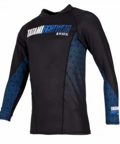 Playwell Jiu Jitsu Gi Uniforms And Equipment Tatami Mens Blue Hexagon Long Sleeve Rash Guard