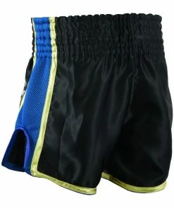 Playwell Kickboxing & Muay Thai Shorts Muay Thai Competition Mesh Tribal Fight Shorts - Black/Blue