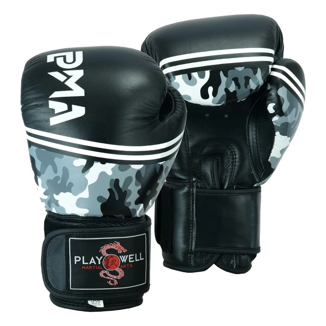 Playwell Elite Leather Classic Camo Boxing Gloves 1 Playwell Elite Leather Classic Camo Boxing Gloves