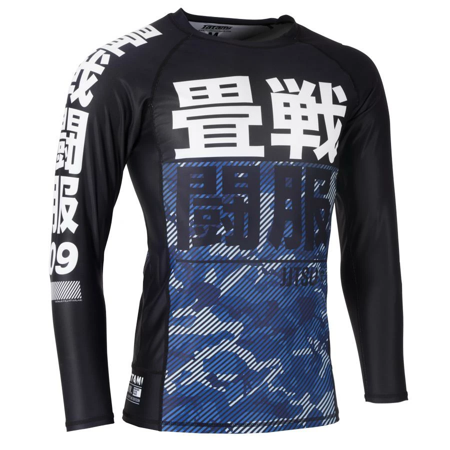 Playwell Tatami Adults Essential Camo Long Sleeve Rash Guard - Blue Tatami Fightwear 4 Playwell Tatami Adults Essential Camo Long Sleeve Rash Guard - Blue Tatami Fightwear